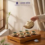  Bộ Ấm Chén Men Hỏa Biến Nham Thạch Vàng Bát Tràng Cao Cấp 