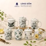  Cốc Sứ Uống Trà Có Nắp Cao Cấp Họa Tiết Vẽ Tay Thủ Công 
