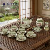  Bộ ấm chén dáng Minh Long hoạ tiết vẽ tay Bát Tràng cao cấp 