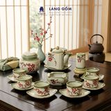  Bộ Ấm Chén Bát Tràng Dáng Vuông Vẽ Tay 340ml - 470ml 