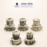  Phin Pha Cà Phê Gốm Sứ Bát Tràng Vẽ Tay Thủ Công - Họa Tiết Sen Chuồn Cá - Quà Tặng Cao Cấp 