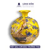  Bình tích lộc Bát Tràng vẽ chỉ vàng 18K Hoàng Kim Thuận Vận - Đắp nổi Thuận buồm xuôi gió, Kim đào trường thọ 