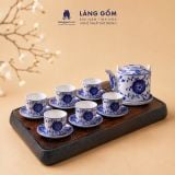  Bộ ấm tích Bát Tràng men lam bách hoa thủ công cao cấp, quà tặng bộ ấm chén sang trọng - Gốm sứ Bát Tràng - Làng Gốm 