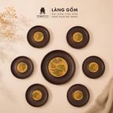  Bộ ấm trà gốm mộc đất nung kèm thuyền trà - Bộ ấm tử sa pha trà - Quà tặng cao cấp - Gốm sứ Bát Tràng 