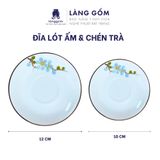  [GIÀM 20% - QUÀ TẾT 2026] Bộ ấm chén men trắng bưởi lửa vẽ hoa đào xanh kèm hộp 
