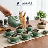  Bộ Ấm Chén Men Hỏa Biến Ngọc Bích Bát Tràng Cao Cấp 