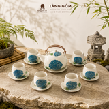  Bộ Ấm Trà Quai Đồng Gốm Sứ Bát Tràng Men Vẽ Thủ Công 450ml/900ml, Bộ Trà Uống Trà Quà Tặng Gốm Sứ Bát Tràng - Làng Gốm 