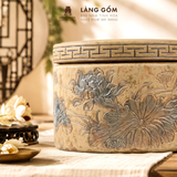  Hũ Gốm Bát Tràng Men Thạch Hoàng Họa Tiết Hạc Vân Liên Khắc Tay Thủ Công, Quà Tặng Cao Cấp - Gốm Bát Tràng - Làng Gốm 