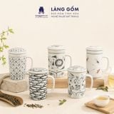  Cốc Sứ Lọc Trà Có Nắp Nhiều Họa Tiết - Cốc Vẽ Tay Thủ Công Cao Cấp - Dung Tích 400ml 