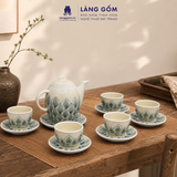  Bộ Ấm Trà Quai Sứ Họa Tiết Vẽ Tay Thủ Công Gốm Sứ Bát Tràng, Bộ Ấm Chén Quà Tặng Tiếp Khách Cao Cấp - Làng Gốm 
