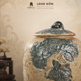  Hũ Gốm Thạch Hoàng Bát Tràng Khắc Liên Ngư Hữu Dư Thủ Công, Hũ Đựng Gạo, Đựng Trà, Quà Tặng Cao Cấp - Làng Gốm 