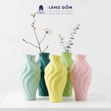  Bình cắm hoa trang trí kiểu lượn sóng màu pastel men matte - Gốm Sứ Bát Tràng cao cấp 