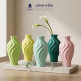  Bình cắm hoa trang trí kiểu lượn sóng màu pastel men matte - Gốm Sứ Bát Tràng cao cấp 