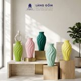  Bình cắm hoa trang trí kiểu lượn sóng màu pastel men matte - Gốm Sứ Bát Tràng cao cấp 