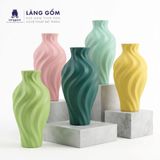  Bình cắm hoa trang trí kiểu lượn sóng màu pastel men matte - Gốm Sứ Bát Tràng cao cấp 