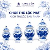  Chóe Thờ Lộc Phát Men Lam Vẽ Tay Hoa Sen Đựng Nước Gạo Muối Đồ Thờ Cúng - Gốm sứ Bát Tràng 