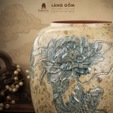  Hũ Gốm Thạch Hoàng Bát Tràng Khắc Liên Ngư Hữu Dư Thủ Công, Hũ Đựng Gạo, Đựng Trà, Quà Tặng Cao Cấp - Làng Gốm 
