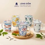  Cốc Sứ Uống Trà Có Nắp Cao Cấp Họa Tiết Vẽ Tay Thủ Công 