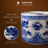  Bát Hương Lộc Phát Men Lam Vẽ Rồng - Đồ Thờ Men Lam Bát Tràng 