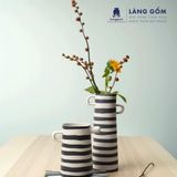  Lọ hoa gốm sứ có tai decor phong cách hiện đại, Bình hoa dáng trụ dùng trang trí, cắm hoa – Gốm sứ xuất khẩu cao cấp 