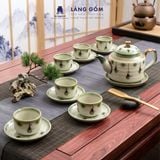  Bộ ấm chén vẽ tay kiểu chữ thập vẽ hoa - dung tích 500ml 