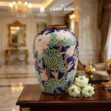  Lọ hoa vẽ bách hoa chấm màu dáng vò chum - Gốm sứ Biên Hòa 