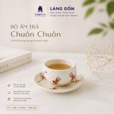  Bộ Ấm Chén Bát Tràng Vẽ Tay Chuồn Chuồn Đỏ Cao Cấp – Bộ Trà Gốm Sứ Quà Tặng Sang Trọng 