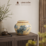  Hũ Đựng Trà Gốm Bát Tràng Thạch Hoàng Khắc Sen Thủ Công, Hũ Trà Trang Trí, Quà Tặng Cao Cấp - Gốm Bát Tràng - Làng Gốm 