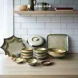  Bộ bát đĩa, bộ bàn ăn gia đình men hỏa biến màu ngọc trai, dành cho 4-6 người - Gốm sứ Bát Tràng - Làng Gốmv 