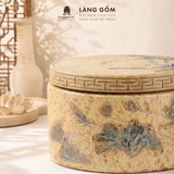 Hũ Gốm Bát Tràng Men Thạch Hoàng Họa Tiết Hạc Vân Liên Khắc Tay Thủ Công, Quà Tặng Cao Cấp - Gốm Bát Tràng - Làng Gốm 