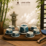  Bộ Ấm Trà Quai Đồng Gốm Sứ Bát Tràng Men Vẽ Thủ Công 450ml/900ml, Bộ Trà Uống Trà Quà Tặng Gốm Sứ Bát Tràng - Làng Gốm 