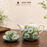 Bộ ấm trà Bách hoa viên họa tiết vẽ tay thủ công, bộ ấm chén uống trà, quà tặng cao cấp - Gốm sứ Bát Tràng - Làng Gốm 