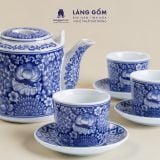 Bộ ấm tích Bát Tràng men lam bách hoa thủ công cao cấp, quà tặng bộ ấm chén sang trọng - Gốm sứ Bát Tràng - Làng Gốm 