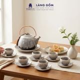  Bộ Ấm Chén Men Hỏa Biến Vân Mây Bát Tràng Cao Cấp 