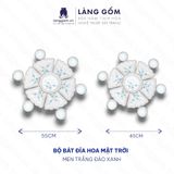  Bộ bát đĩa hoa mặt trời men trắng vẽ họa tiết vẽ tay 