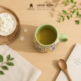  Cốc Trà Gốm Thủ Công Men Bách Hoa Khắc Nổi Có Quai 