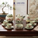  Bộ Ấm Chén Bát Tràng Dáng Vuông Vẽ Tay 340ml - 470ml 