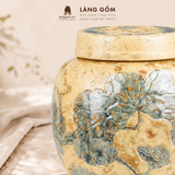  Chum Gốm Bát Tràng Thạch Hoàng Khắc Sen Thủ Công, Chum Sành Trang Trí, Quà Tặng Trang Trí Cao Cấp - Làng Gốm 
