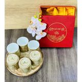  Bộ cốc gốm sứ - Ly sứ uống trà, uống nước kèm khay tròn - Bộ cốc đĩa vân đá nhiều màu cao cấp - Gốm sứ Bát Tràng 