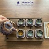  Bộ Ấm Chén Men Hỏa Biến Màu Cẩm Lai Gốm Bát Tràng 