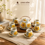  Bộ Ấm Trà Quai Đồng Gốm Sứ Bát Tràng Men Vẽ Thủ Công 450ml/900ml, Bộ Trà Uống Trà Quà Tặng Gốm Sứ Bát Tràng - Làng Gốm 