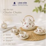  Bộ Ấm Chén Bát Tràng Vẽ Tay Chuồn Chuồn Đỏ Cao Cấp – Bộ Trà Gốm Sứ Quà Tặng Sang Trọng 