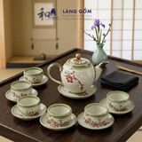  Bộ ấm chén dáng Minh Long hoạ tiết vẽ tay Bát Tràng cao cấp 