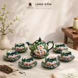  Bộ ấm trà Bách hoa viên họa tiết vẽ tay thủ công, bộ ấm chén uống trà, quà tặng cao cấp - Gốm sứ Bát Tràng - Làng Gốm 
