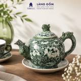  Bộ Ấm Trà Quai Sứ Họa Tiết Vẽ Tay Thủ Công Gốm Sứ Bát Tràng, Bộ Ấm Chén Quà Tặng Tiếp Khách Cao Cấp - Làng Gốm 