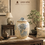  Hũ Gốm Thạch Hoàng Bát Tràng Khắc Liên Ngư Hữu Dư Thủ Công, Hũ Đựng Gạo, Đựng Trà, Quà Tặng Cao Cấp - Làng Gốm 
