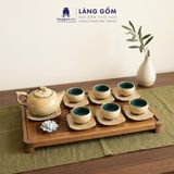  Bộ Ấm Chén Men Hỏa Biến Nham Thạch Vàng Bát Tràng Cao Cấp 