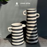  Lọ hoa gốm sứ có tai decor phong cách hiện đại, Bình hoa dáng trụ dùng trang trí, cắm hoa – Gốm sứ xuất khẩu cao cấp 