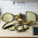  Bộ bát đĩa, bộ bàn ăn gia đình men hỏa biến màu ngọc trai, dành cho 4-6 người - Gốm sứ Bát Tràng - Làng Gốmv 