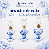  Đèn Dầu Lộc Phát Men Lam Vẽ Sen Thủ Công – Đèn Thờ Cúng Gốm Sứ Bát Tràng 
